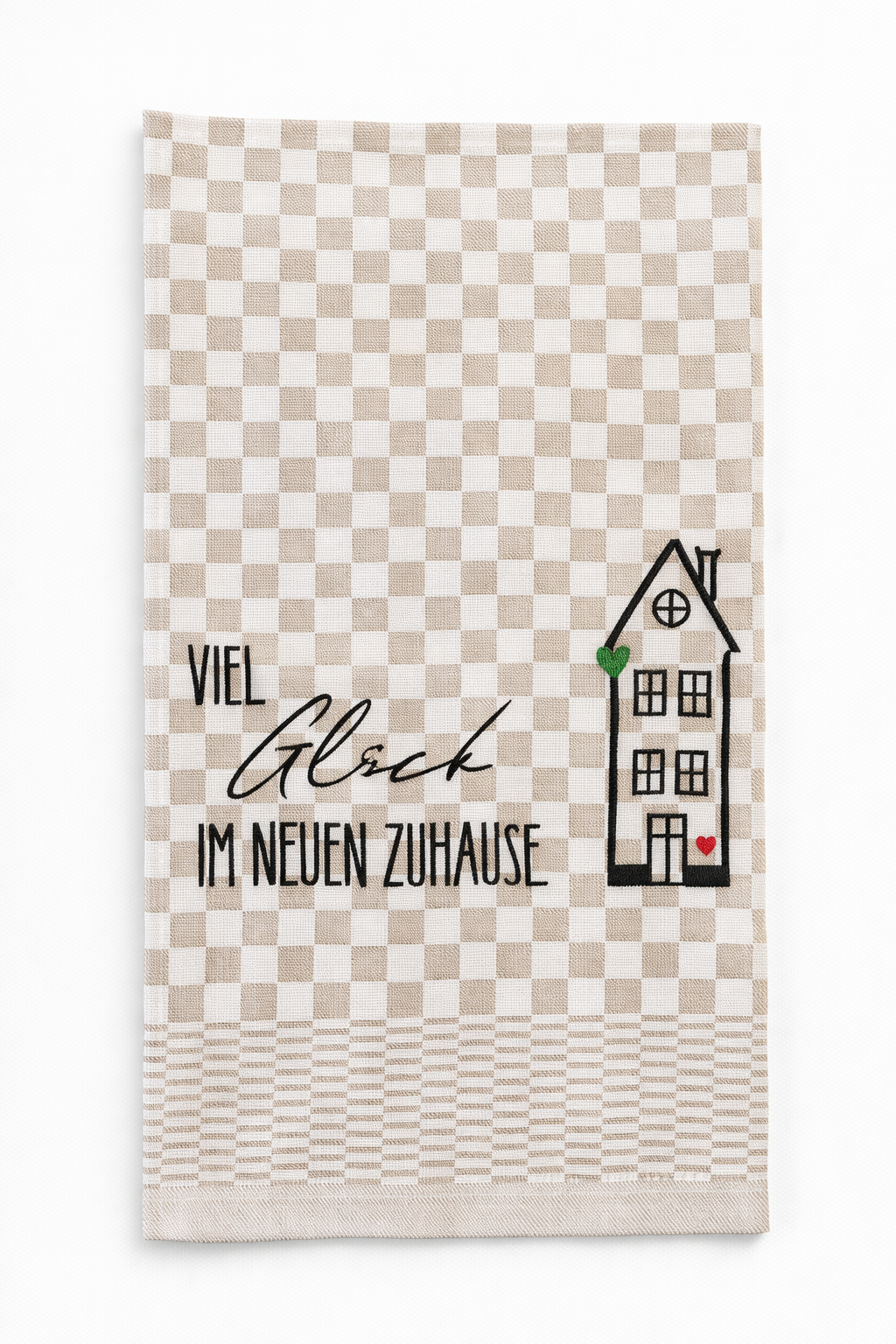 Geschirrtuch Küchenhandtuch bestickt 50x70 Baumwolle Küchendeko Geschenk für Einzug Richtfest Viel Glück
