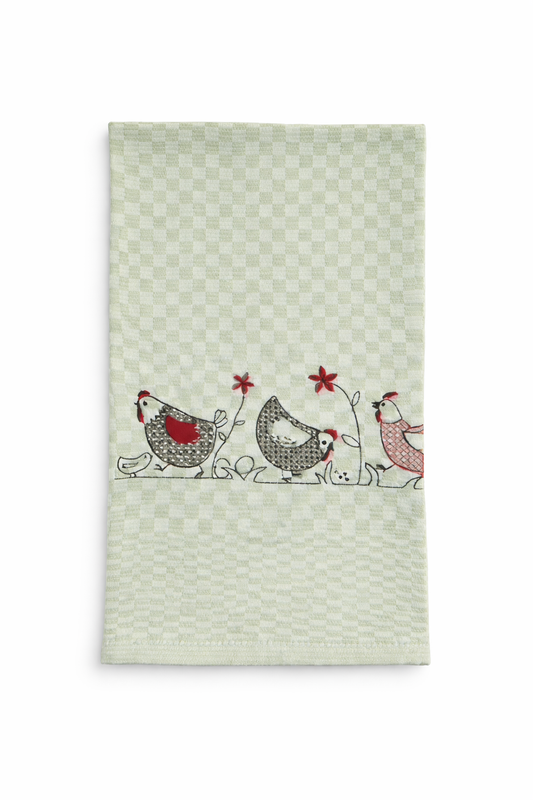 Geschirrtuch Küchenhandtuch bestickt 50x70 Baumwolle Küchendeko Geschenk für Landhaus Hühner-Fans