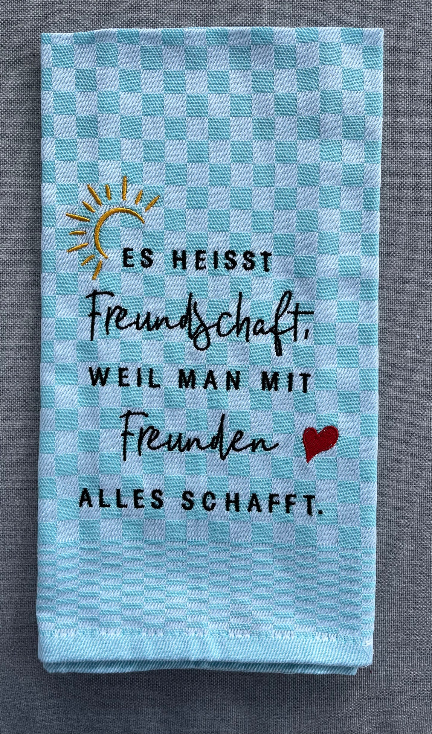 FREUNDSCHAFT - Geschirrtuch bestickt, Küchentuch, Küche, Geschenk, Geschenkidee, Einladung