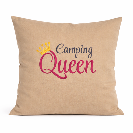 Kissenbezug - bestickt - Camping Queen-Geschenk-WOHNACCESSOIRES