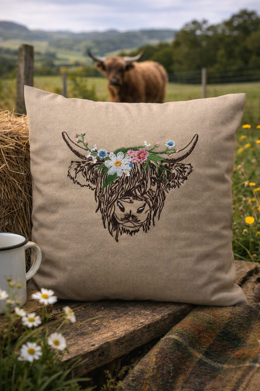 Dieser bestickte Kissenbezug ist eine liebevolle Geschenkidee und ein hochwertiges Mitbringsel für alle Waldliebhaber und Liebhaber des Landhausstil 