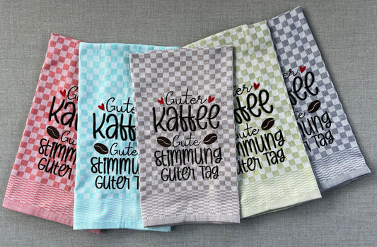 Besticktes Geschirrtuch "Kaffee" - Geschenk für Kaffeeliebhaber-Küchendeko