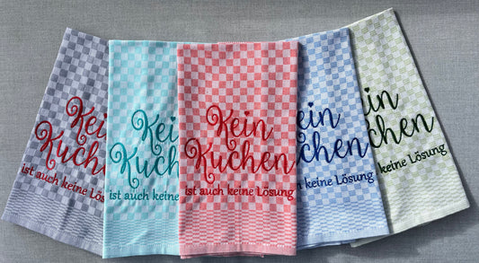Besticktes Geschirrtuch "Kein Kuchen ist auch keine Lösung" - Geschenk für Kuchenliebhaber-Küchendeko