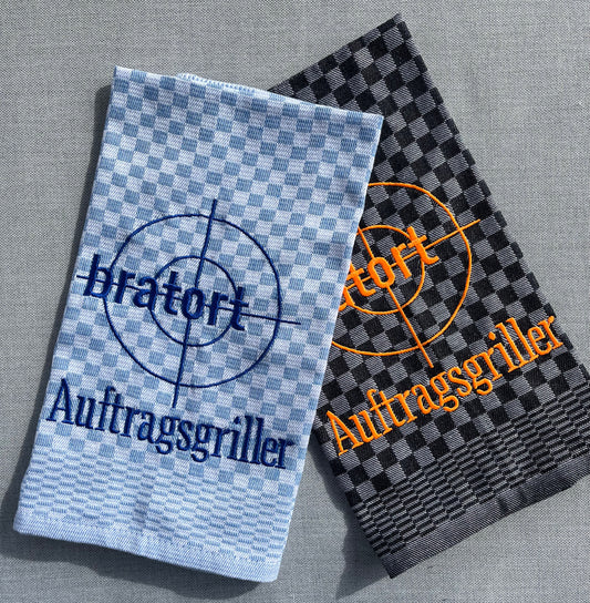 Liebevoll besticktes Geschirrtuch. Perfekte Geschenkidee für Tatort Fans die gerne kochen und grillen.