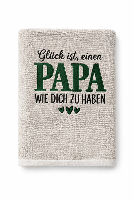 Badehandtuch/Strandhandtuch "Glück Papa" Baumwolle/Frotee - 140x70cm