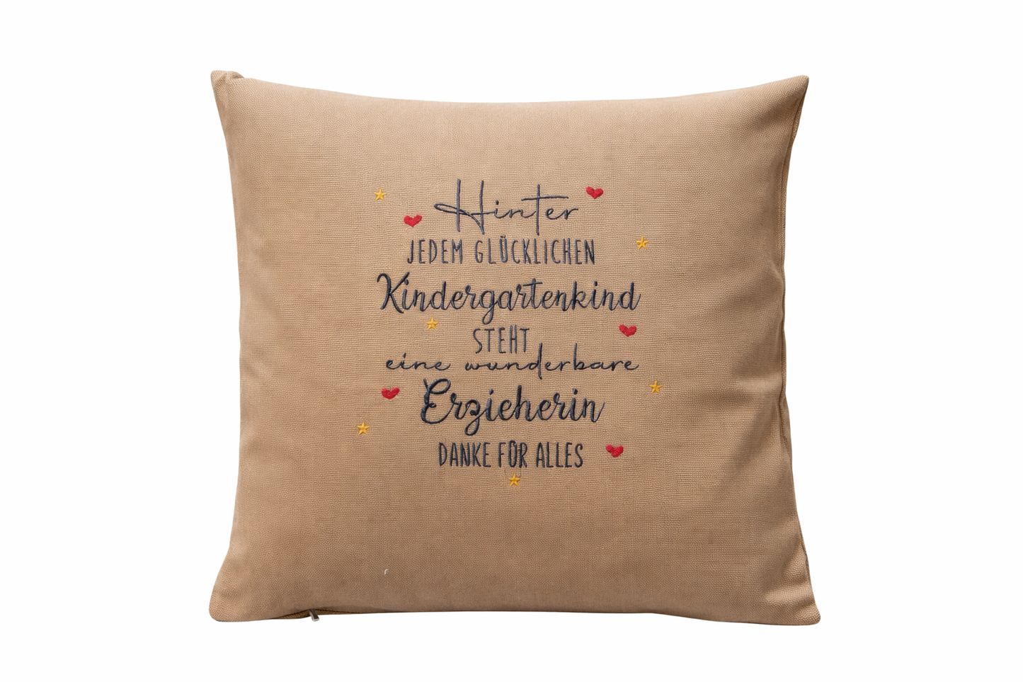 Kissenbezug Zierkissen 40x40 bestickt Baumwolle - Deko für Wohnzimmer Geschenk zum Kindergarten-Abschluss