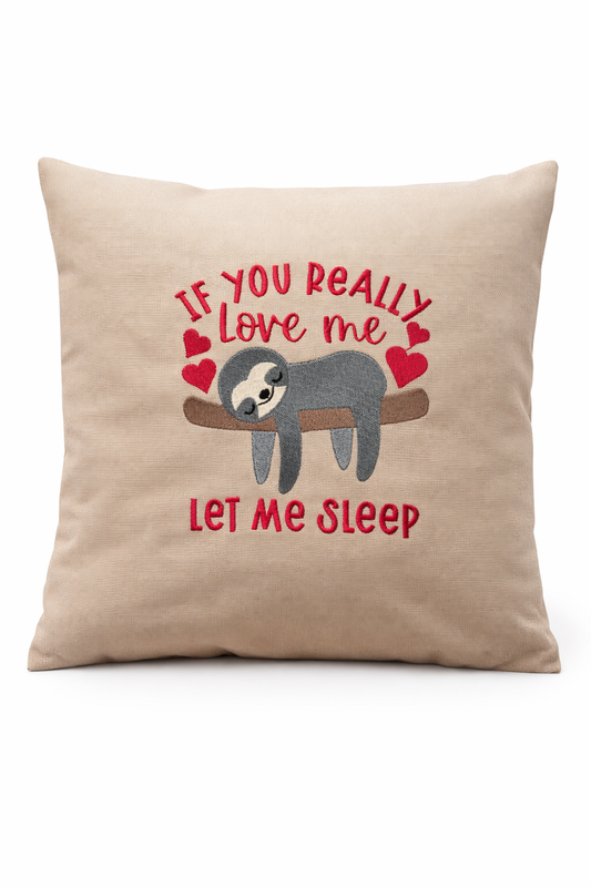 Kissenbezug Zierkissen 40x40 bestickt Baumwolle - Deko für Wohnzimmer Geschenk für Faultier-Fans & Vielschläfer