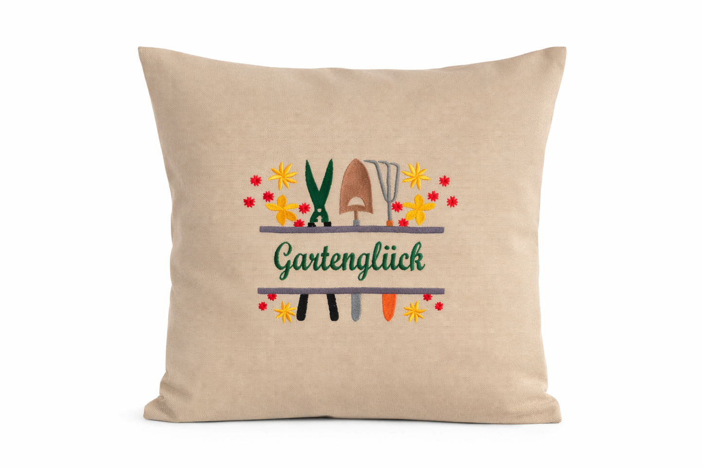 Kissenbezug - bestickt -Gartenglück - WOHNACCESSOIRES