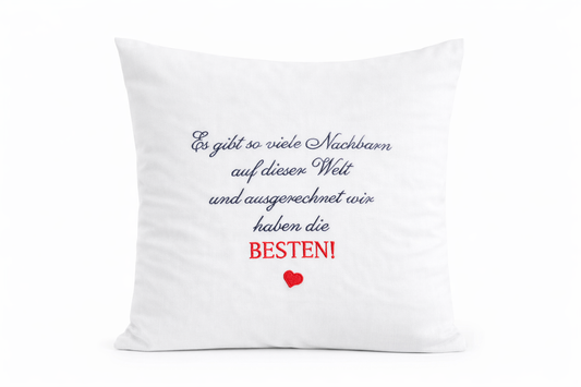 Kissenbezug - bestickt - Nachbarn-Geschenk-WOHNACCESSOIRES