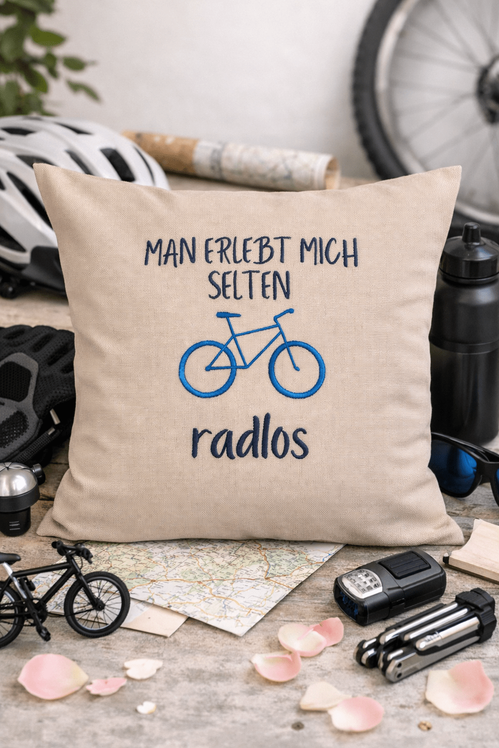 Kissenbezug - Selten radlos - Geschenk-Radfahrer- WOHNACCESSOIRES