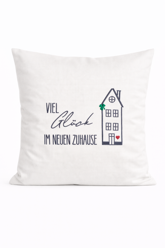 Kissenbezug -Viel Glück - Geschenk-Zuhause / Heimat WOHNACCESSOIRES