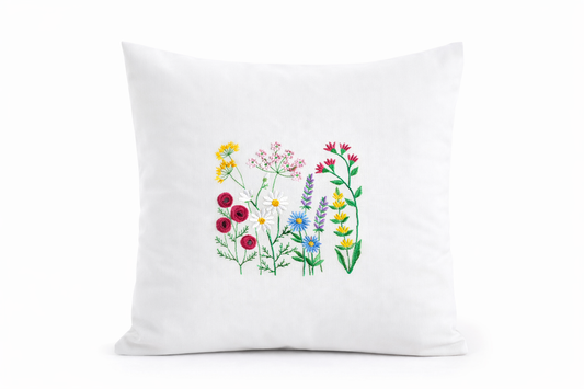 Kissenbezug - bestickt - Wildblumen - WOHNACCESSOIRES