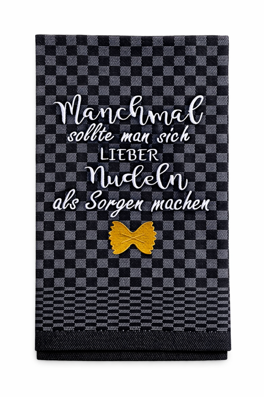 Geschirrtuch Küchenhandtuch bestickt 50x70 Baumwolle Küchendeko Geschenk für Nudelliebhaber