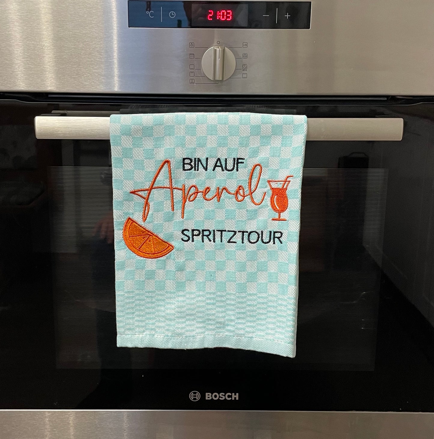 APEROL SPRITZ - Geschirrtuch bestickt, Küchentuch, Küche, Geschenk, Geschenkidee, Einladung