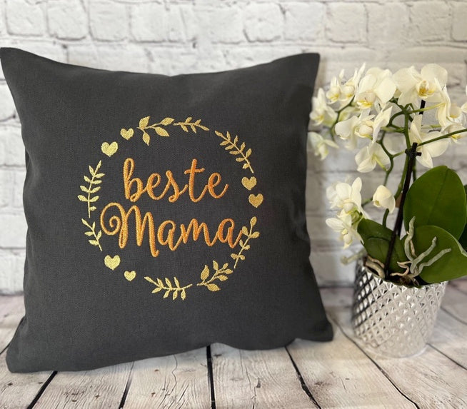Kissenbezug bestickt, beste Mama, Geschenk, Geschenkidee, Wohndeko, Outdoor