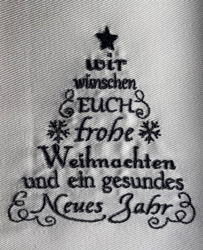 Stoffservietten, 40x40cm, Damast, Baumwolle, weiß, Weihnachten, bestickt, festlich, Tischdekoration, Set, Tischwäsche, Heimtextilien, Baum