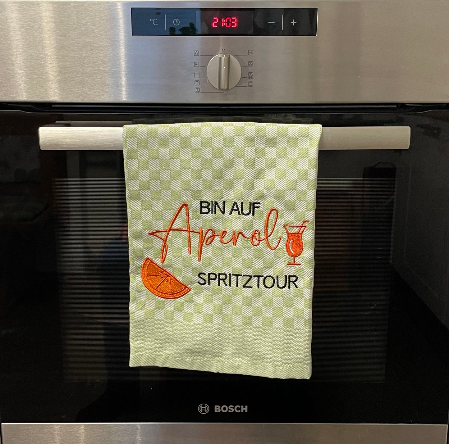 APEROL SPRITZ - Geschirrtuch bestickt, Küchentuch, Küche, Geschenk, Geschenkidee, Einladung