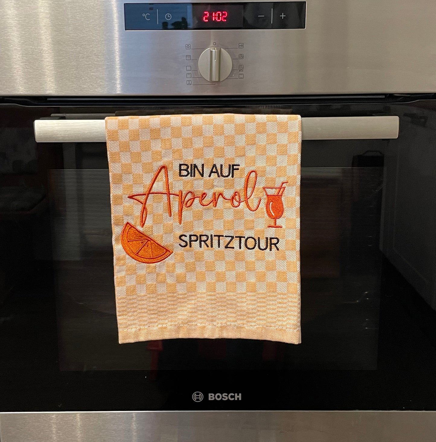 APEROL SPRITZ - Geschirrtuch bestickt, Küchentuch, Küche, Geschenk, Geschenkidee, Einladung