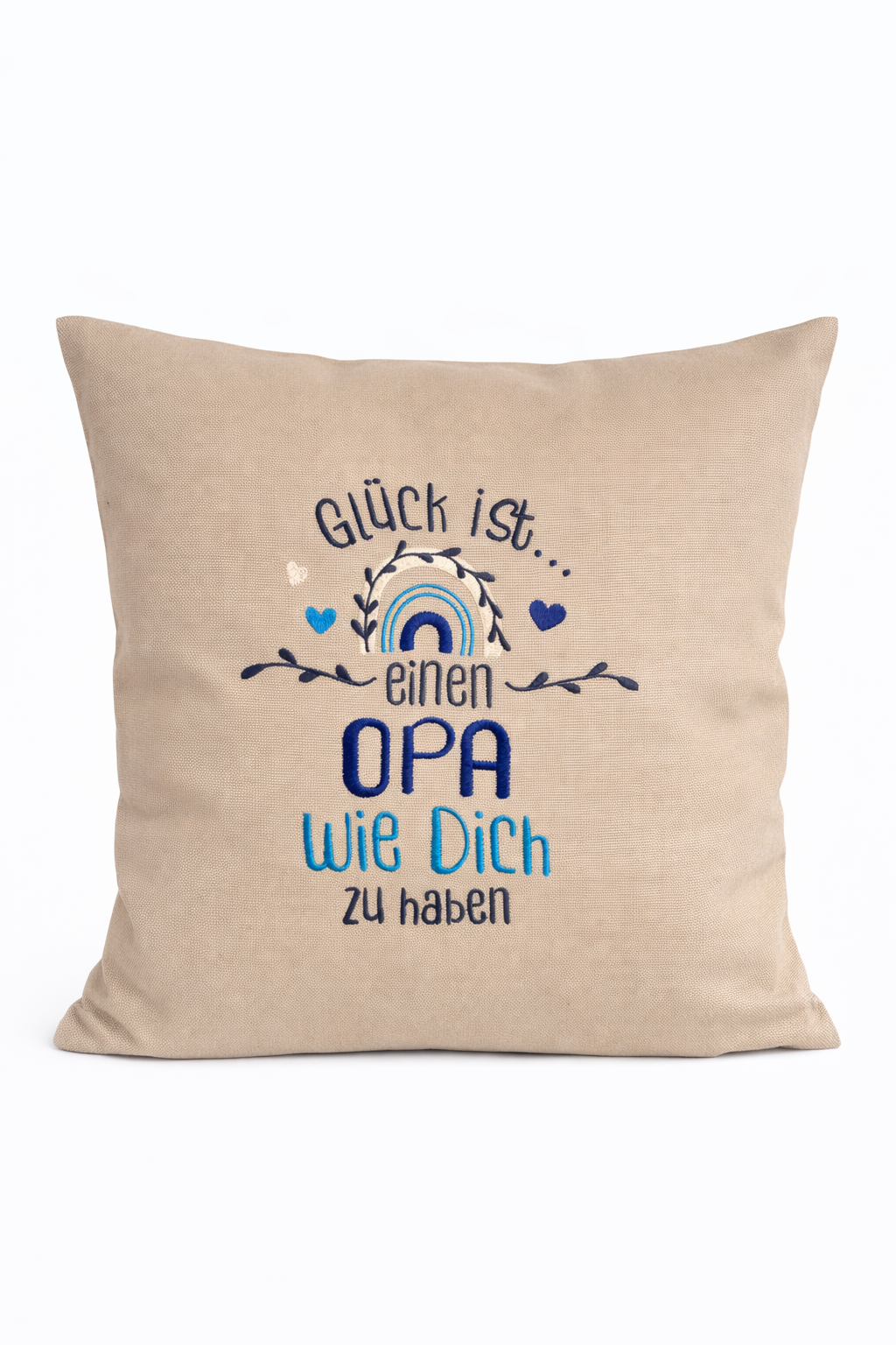 Kissenbezug - bestickt -Glück Opa - Geschenk-Opa-Großvater-WOHNACCESSOIRES