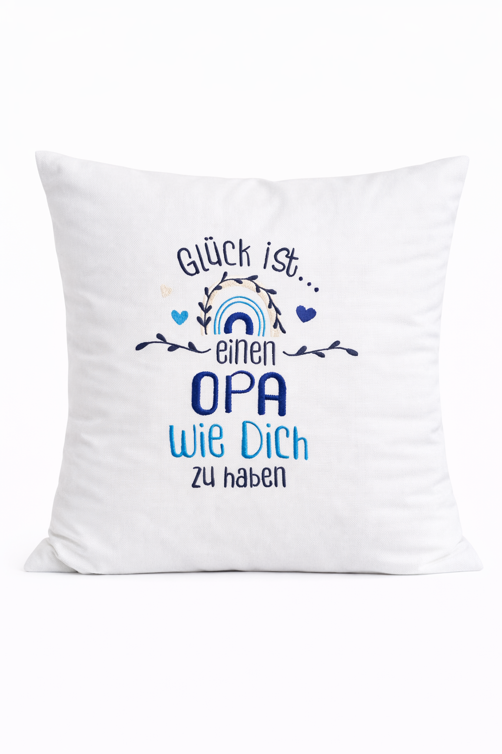 Kissenbezug - bestickt -Glück Opa - Geschenk-Opa-Großvater-WOHNACCESSOIRES