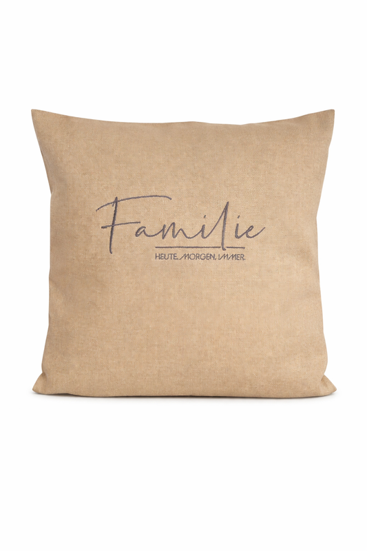 Kissenbezug - bestickt -Familie heute - Geschenk-Familie - WOHNACCESSOIRES
