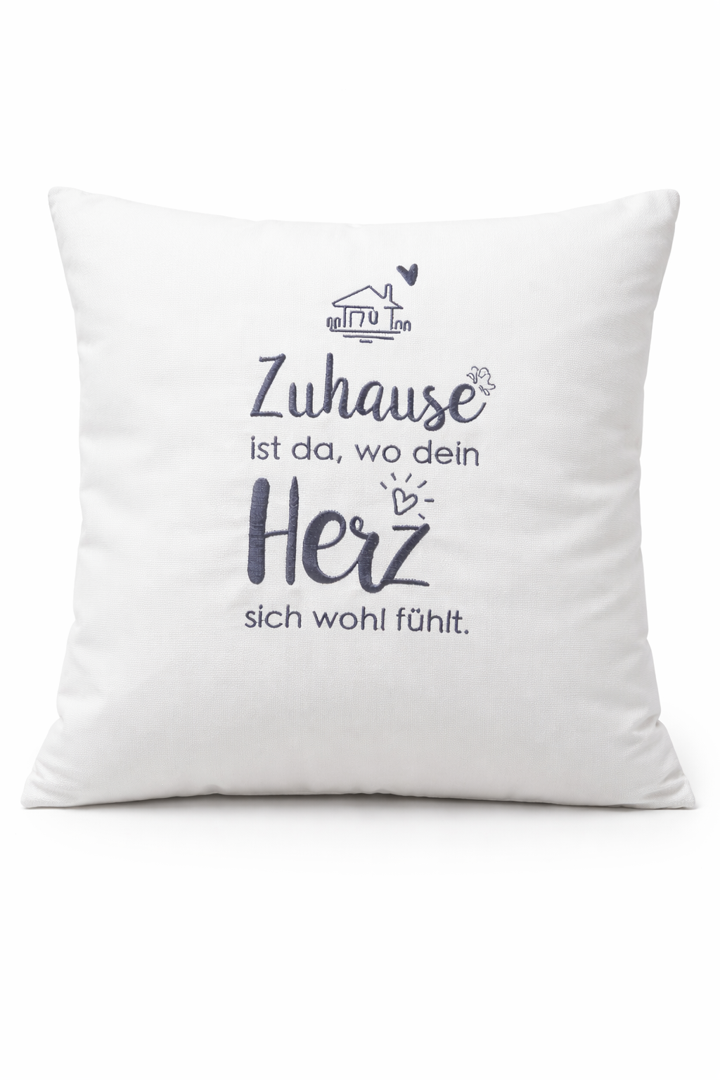 Kissenbezug Zierkissen 40x40 bestickt Baumwolle - Deko für Wohnzimmer Geschenk für Zuhause & Heimat