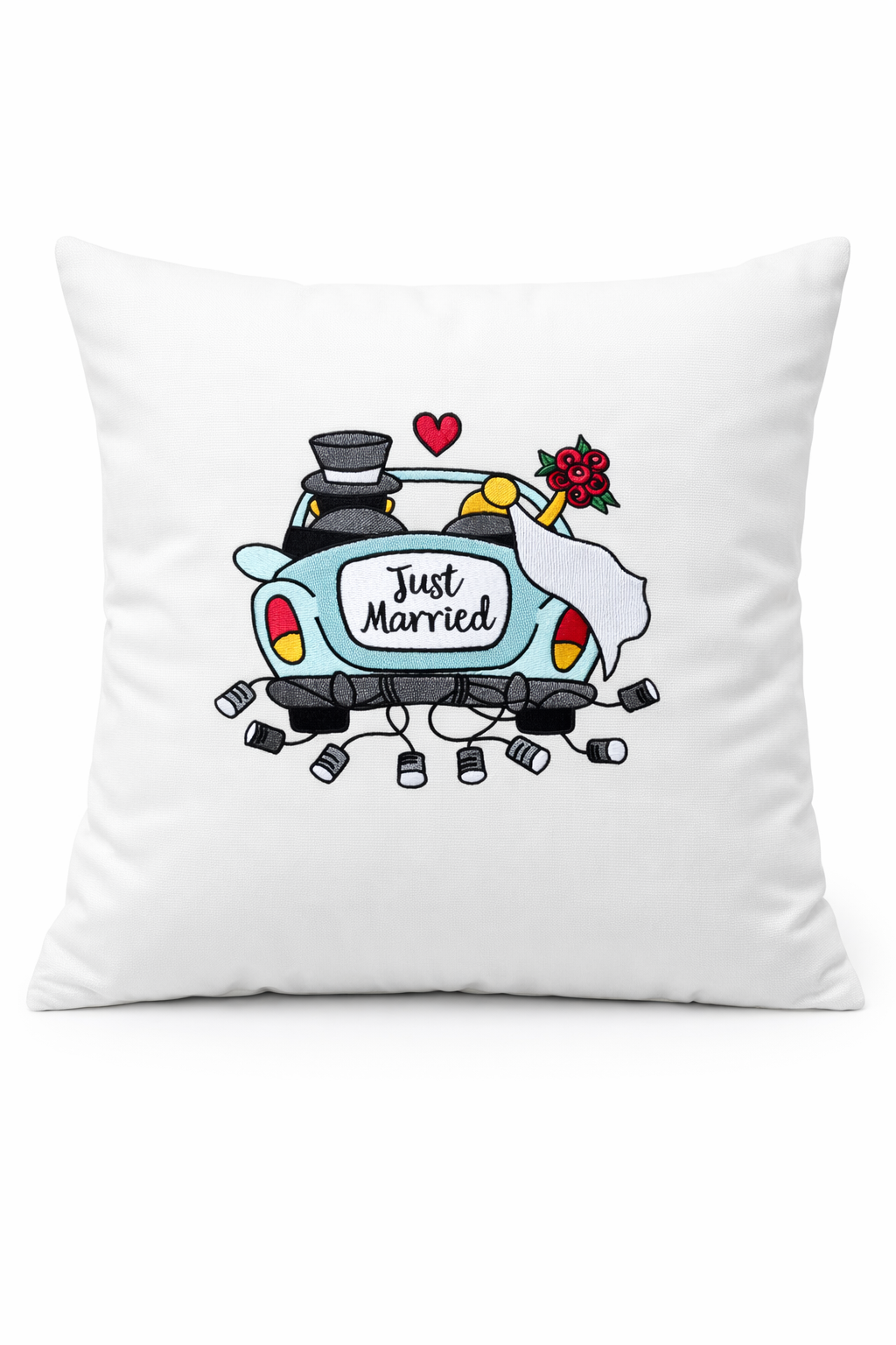 Kissenbezug Zierkissen 40x40 bestickt Baumwolle - Deko für Wohnzimmer Geschenk zur Hochzeit