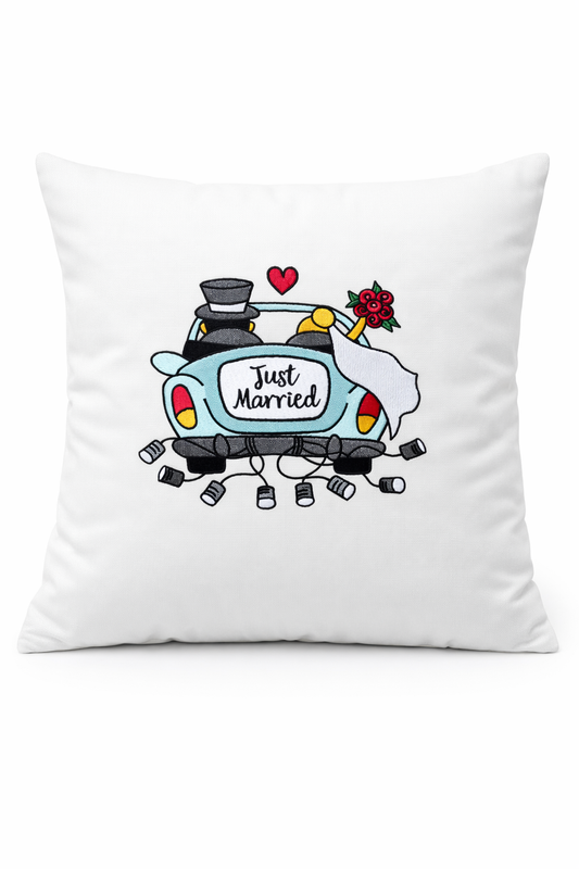 Kissenbezug Zierkissen 40x40 bestickt Baumwolle - Deko für Wohnzimmer Geschenk zur Hochzeit