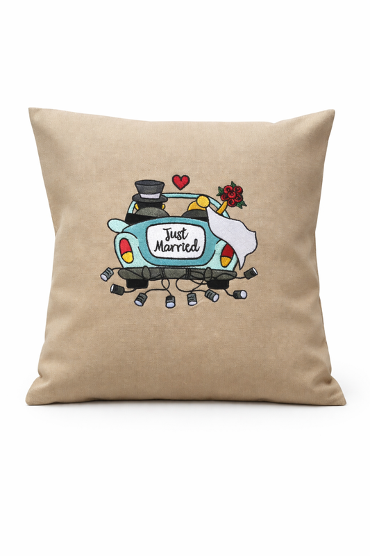 Kissenbezug Zierkissen 40x40 bestickt Baumwolle - Deko für Wohnzimmer Geschenk zur Hochzeit