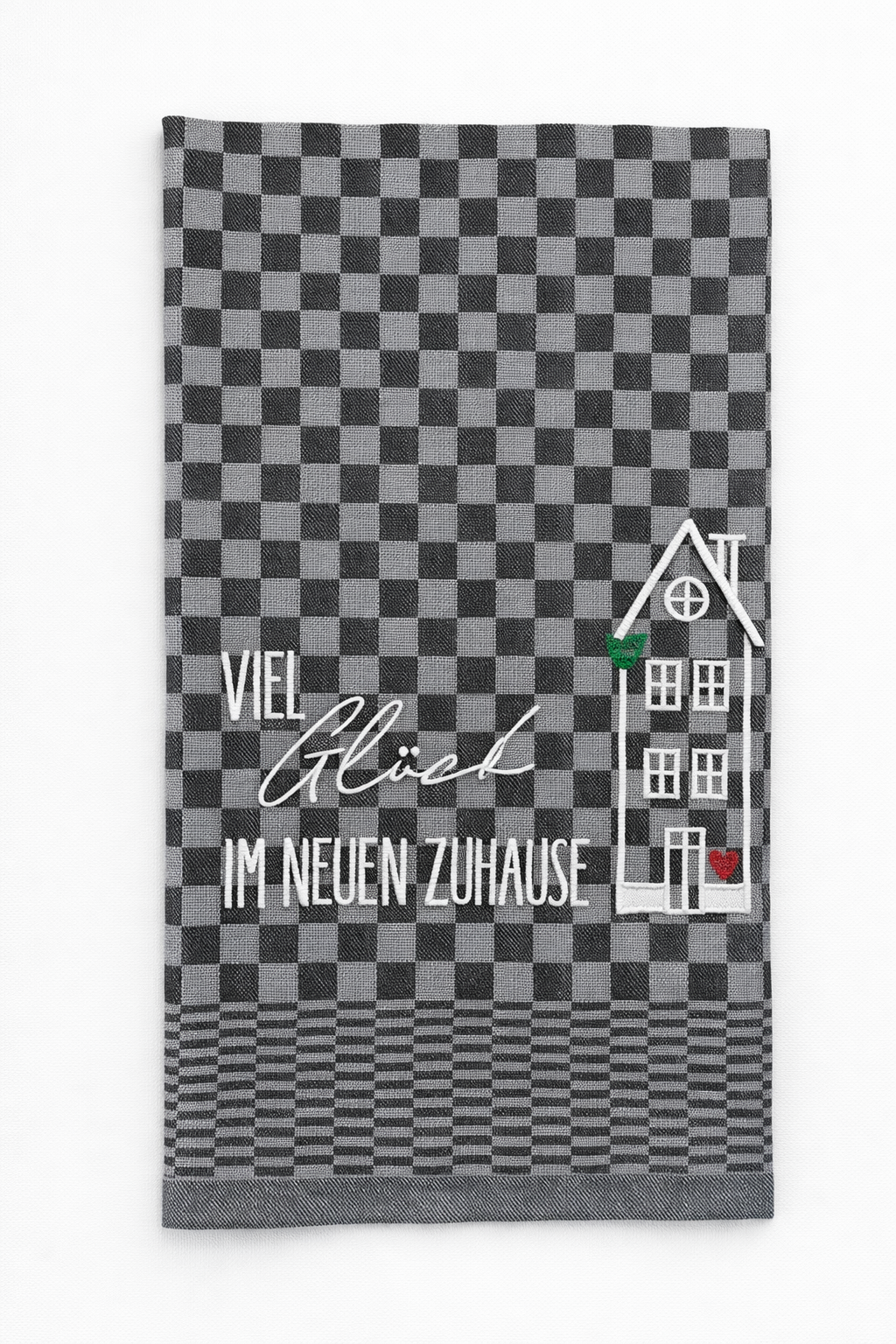 Geschirrtuch Küchenhandtuch bestickt 50x70 Baumwolle Küchendeko Geschenk für Einzug Richtfest Viel Glück