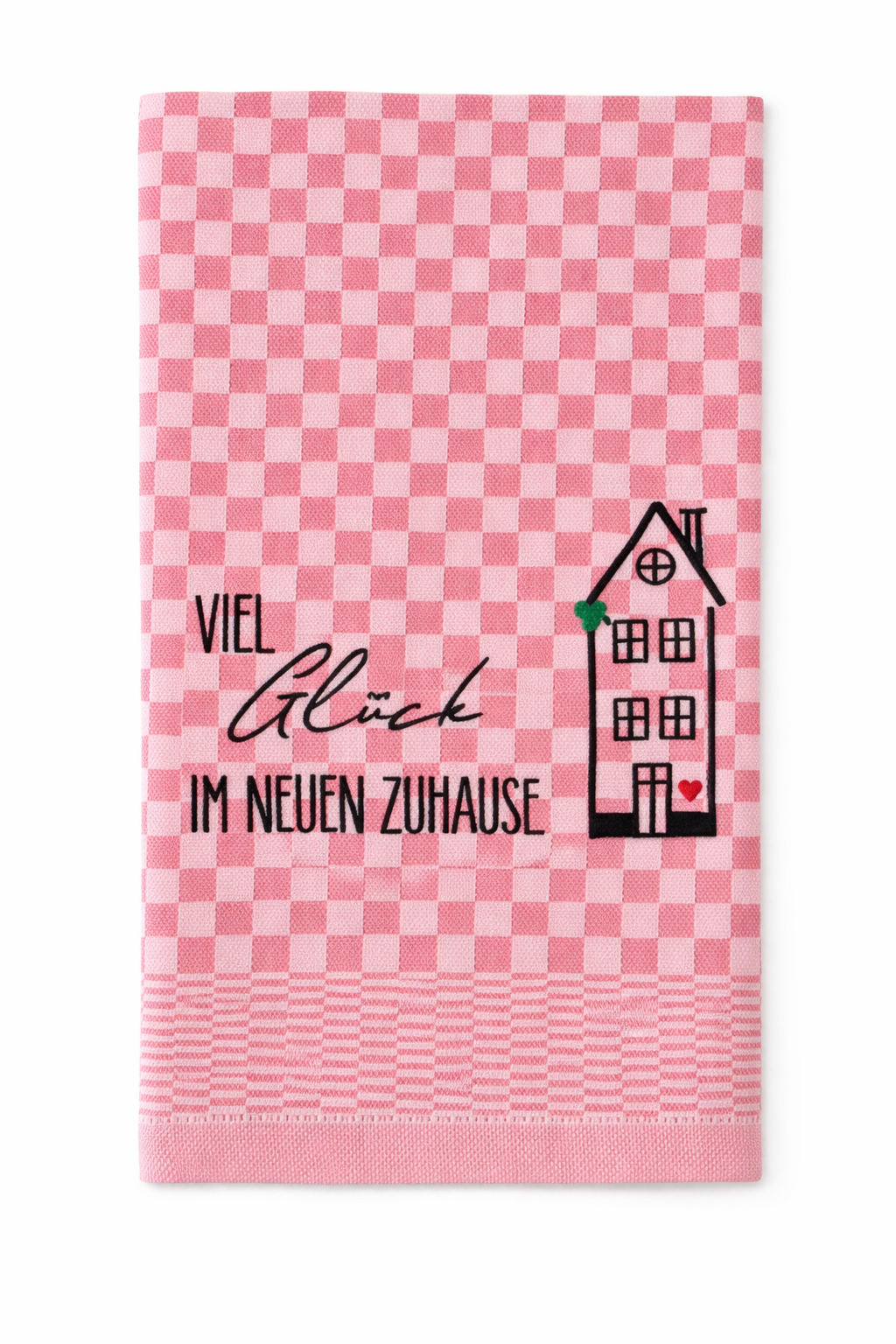 Geschirrtuch Küchenhandtuch bestickt 50x70 Baumwolle Küchendeko Geschenk für Einzug Richtfest Viel Glück