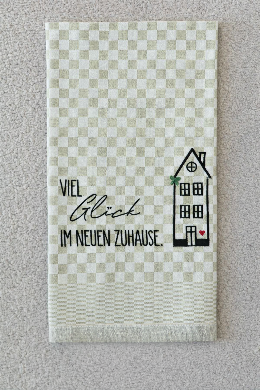 Geschirrtuch Küchenhandtuch bestickt 50x70 Baumwolle Küchendeko Geschenk für Einzug Richtfest Viel Glück