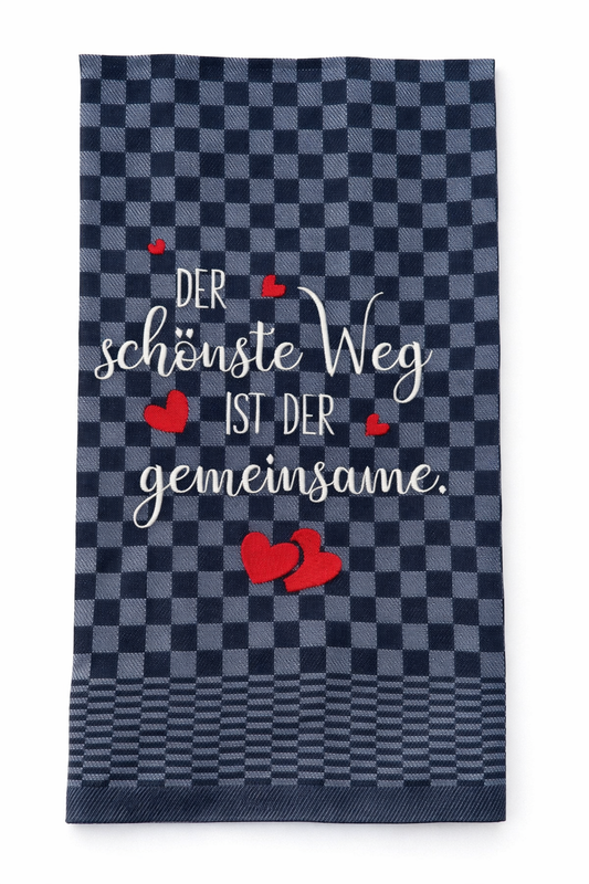 Geschirrtuch Küchenhandtuch bestickt 50x70 Baumwolle Küchendeko Geschenk für Familie Hochzeit Der schönste Weg ist der gemeinsame