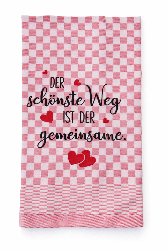 Geschirrtuch Küchenhandtuch bestickt 50x70 Baumwolle Küchendeko Geschenk für Familie Hochzeit Der schönste Weg ist der gemeinsame