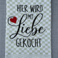 MIT LIEBE GEKOCHT - Geschirrtuch bestickt, Küchentuch, Küche, Geschenk, Geschenkidee, Einladung