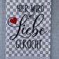 MIT LIEBE GEKOCHT - Geschirrtuch bestickt, Küchentuch, Küche, Geschenk, Geschenkidee, Einladung