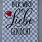 MIT LIEBE GEKOCHT - Geschirrtuch bestickt, Küchentuch, Küche, Geschenk, Geschenkidee, Einladung