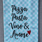 PIZZA,PASTA,VINO&AMORE - Geschirrtuch bestickt, Küchentuch, Küche, Geschenk, Geschenkidee, Einladung (Kopie)