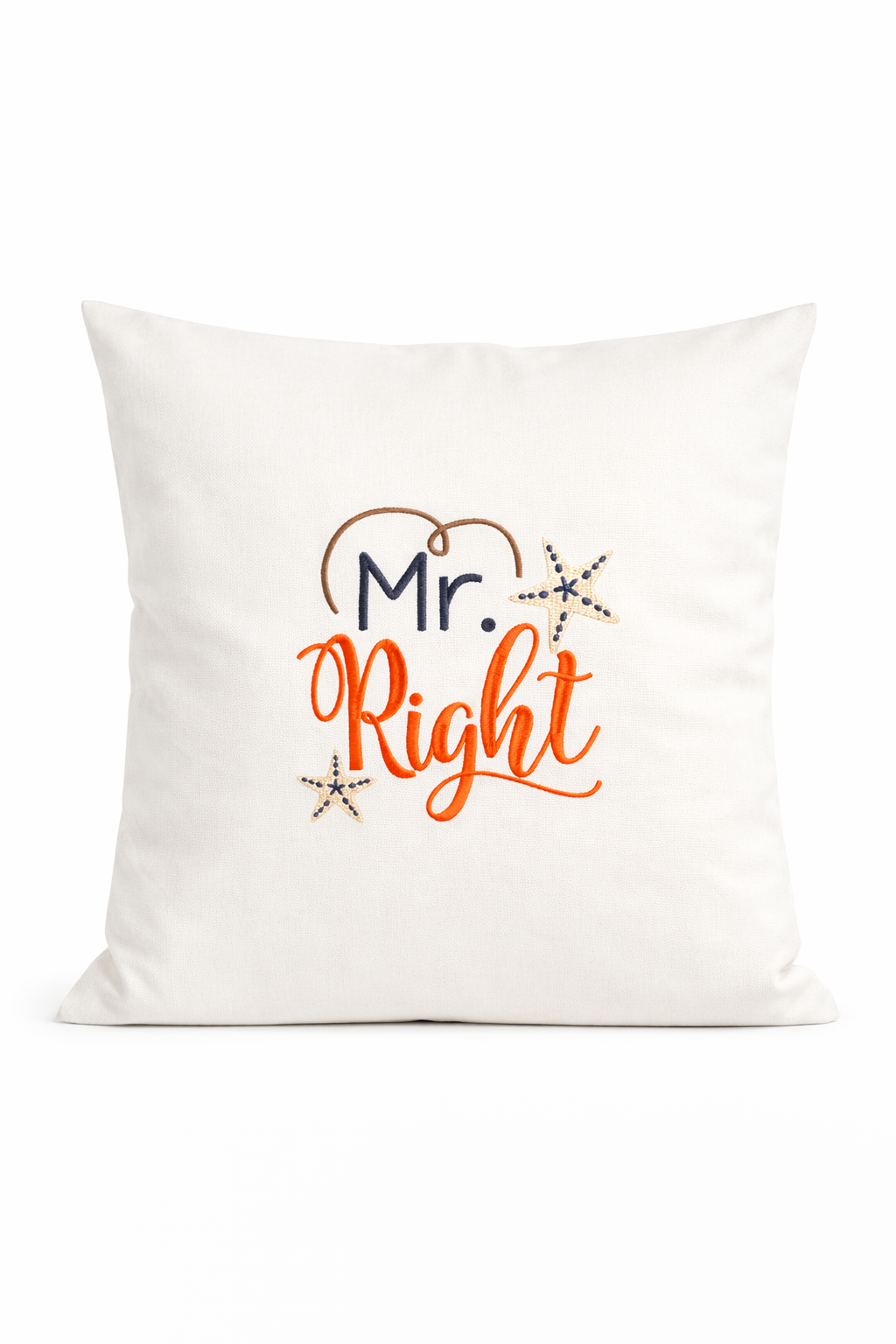 Kissenbezug - bestickt -Mr Right -  Geschenk-Hochzeit - WOHNACCESSOIRES