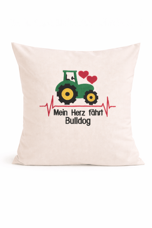 Kissenbezug - bestickt -Bulldog- Geschenk - WOHNACCESSOIRES