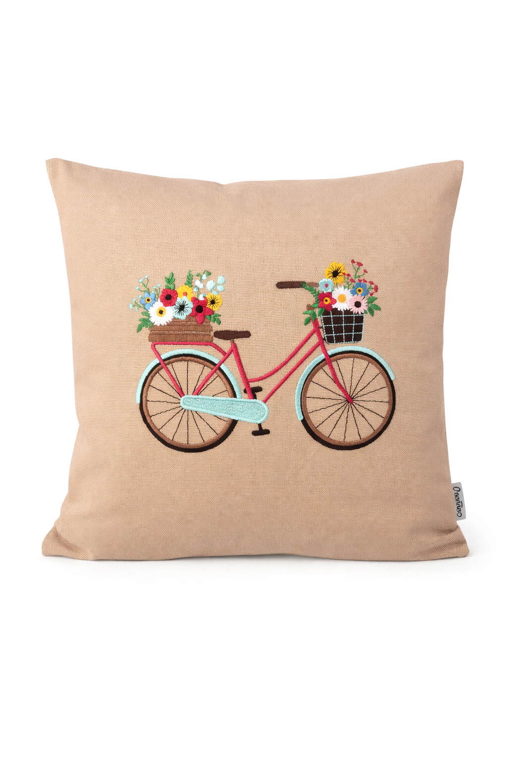 Kissenbezug Zierkissen 40x40 bestickt Baumwolle - Deko für Wohnzimmer Geschenk für Radfahrer & Radfahrerinnen