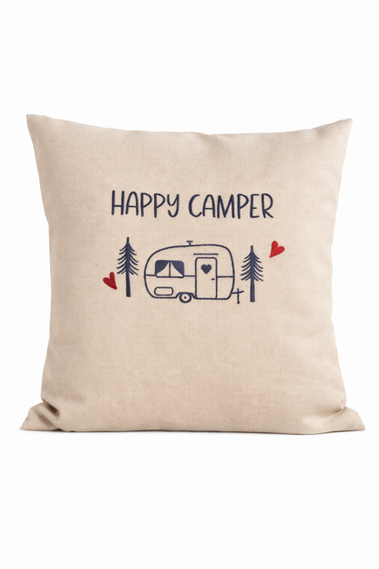 Kissenbezug Zierkissen 40x40 bestickt Baumwolle - Deko für Wohnzimmer Geschenk für Camper mit Wohnwagen
