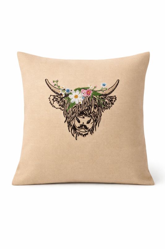 Kissenbezug Zierkissen 40x40 bestickt Baumwolle - Deko für Wohnzimmer Geschenk im Landhausstil