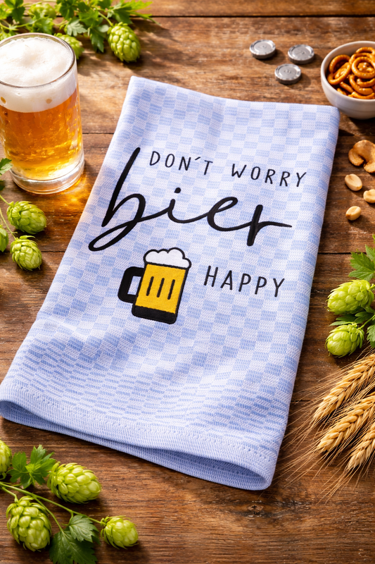 Besticktes Geschirrtuch "Bier" - Geschenk für Bierliebhaber-Küchendeko