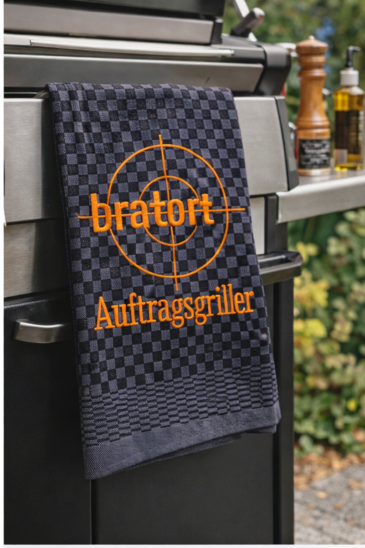 Geschirrtuch Küchenhandtuch bestickt 50x70 Baumwolle Küchendeko Geschenk für Griller Grillmeister Bratort