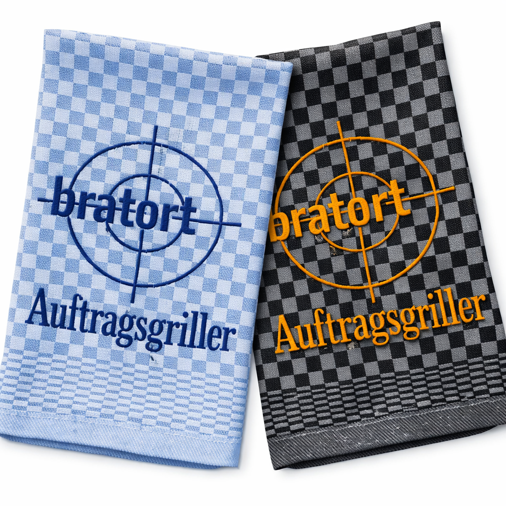 Geschirrtuch Küchenhandtuch bestickt 50x70 Baumwolle Küchendeko Geschenk für Griller Grillmeister Bratort