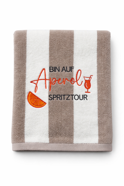 Badehandtuch/Strandhandtuch "Bin auf Aperol Spritz Tour" Baumwolle/Frotee - 140x70cm