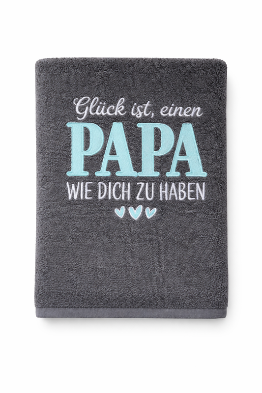 Badehandtuch/Strandhandtuch "Glück Papa" Baumwolle/Frotee - 140x70cm