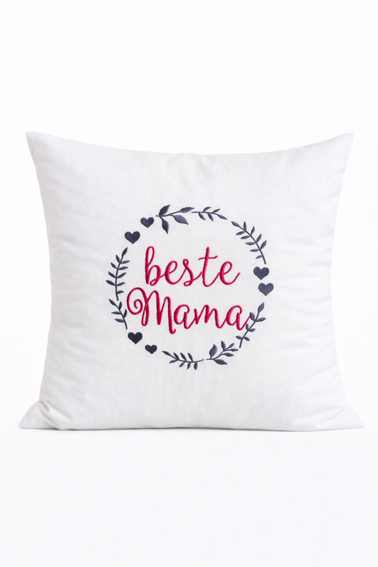 Kissenbezug - bestickt -beste Mama- Geschenk-Mama-Mutter WOHNACCESSOIRES