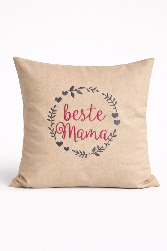 Kissenbezug - bestickt -beste Mama- Geschenk-Mama-Mutter WOHNACCESSOIRES